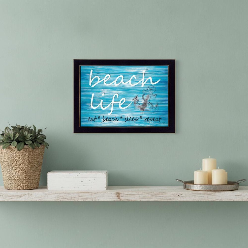 Beach Life 1 Black Framed Print Wall Art