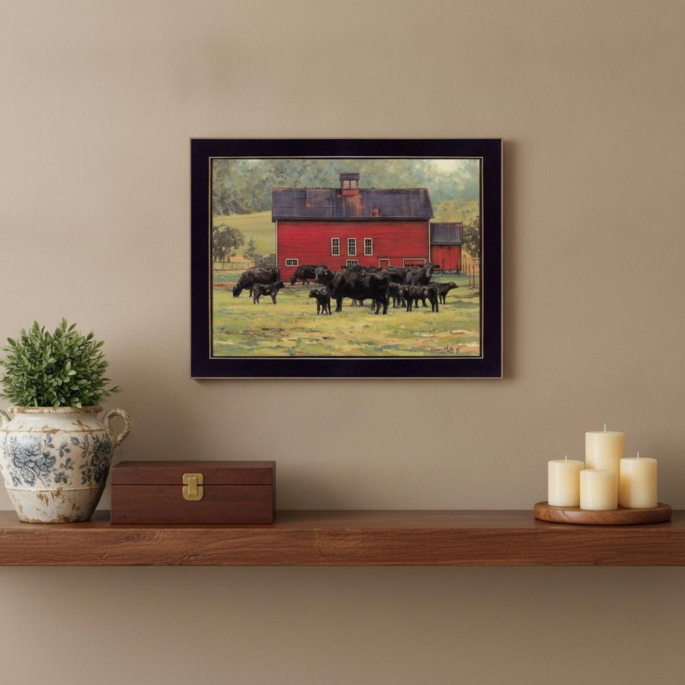 By the Red Barn Black Framed Print Wall Art