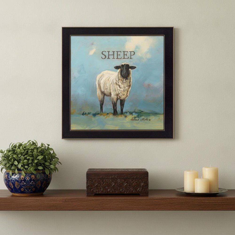 Sherlock the Sheep Black Framed Print Wall Art