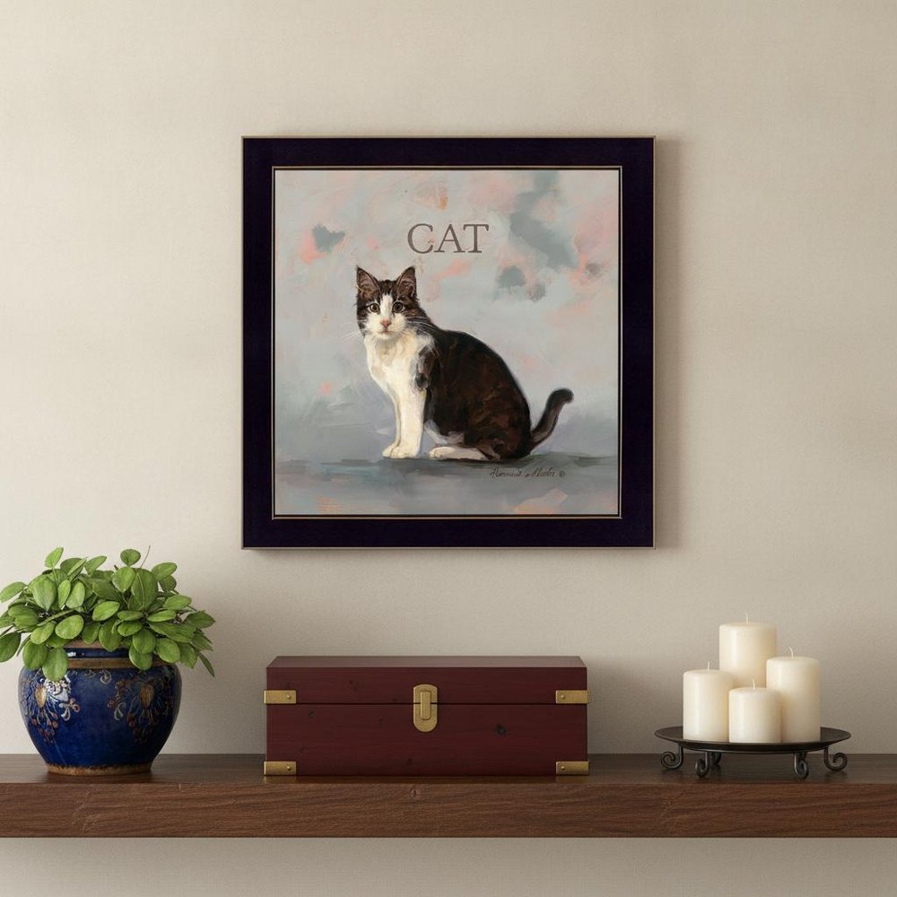 Clive the Cat Black Framed Print Wall Art
