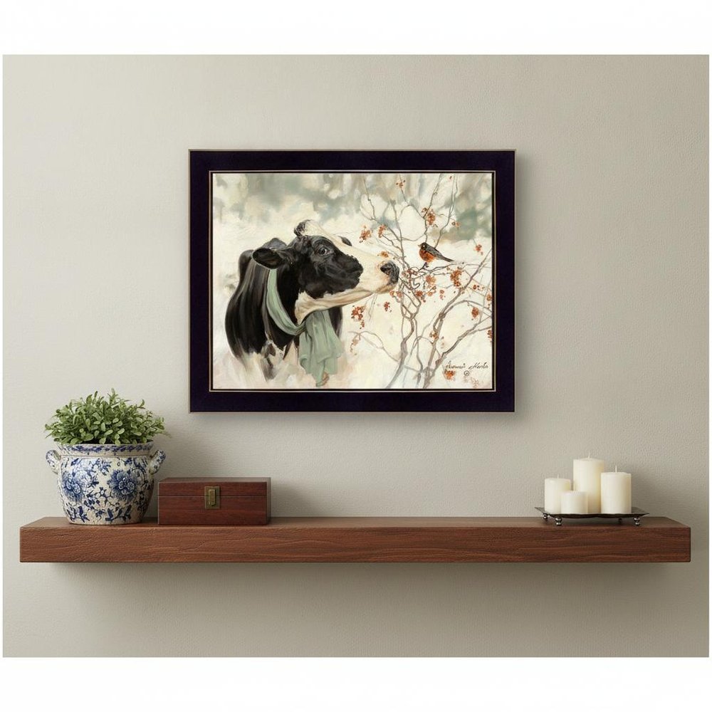 The Winter Robin 1 Black Framed Print Wall Art