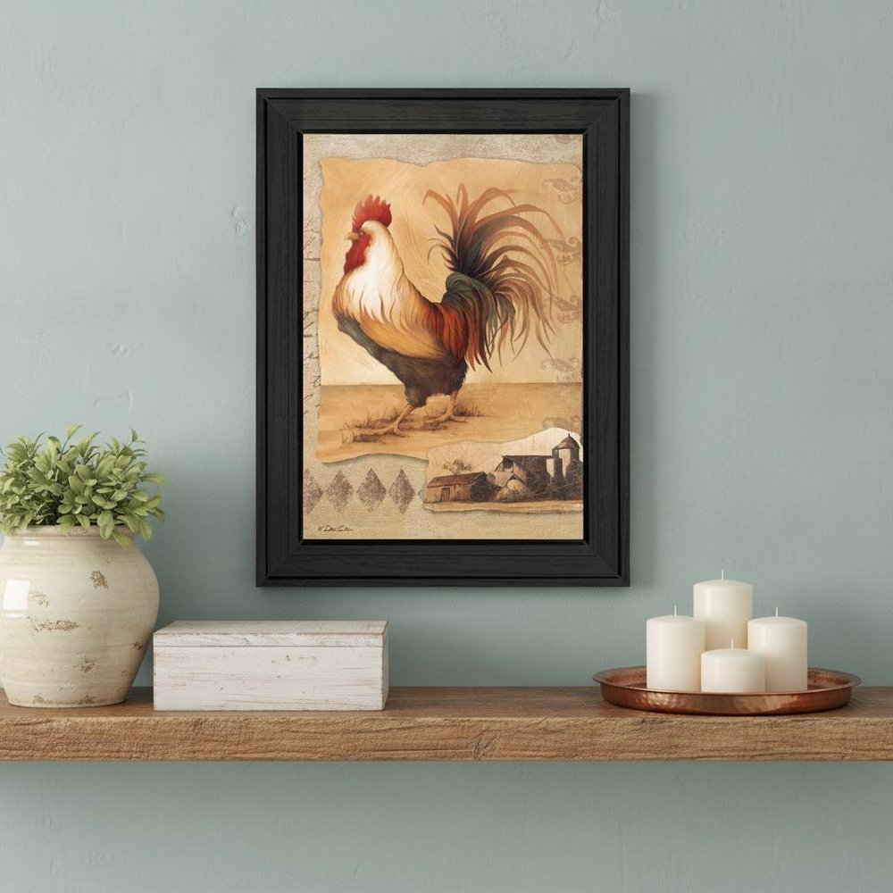 Rooster Montage I Black Framed Print Wall Art