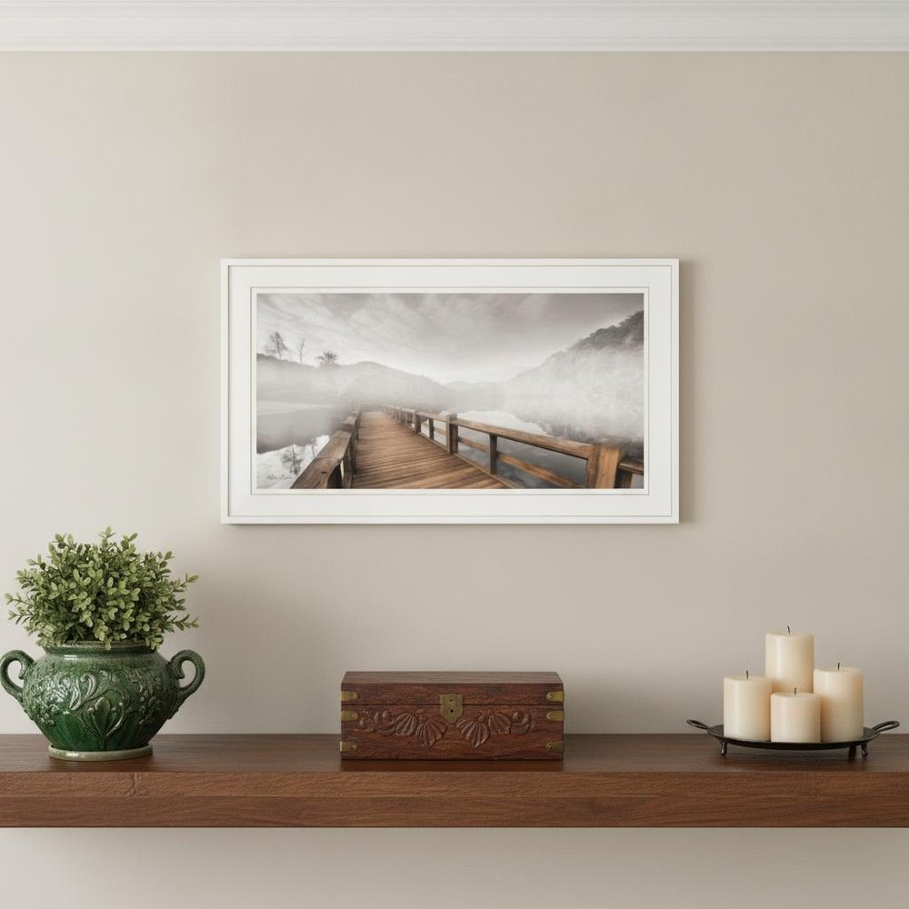 Lake Cherokee Dock I White Framed Print Wall Art
