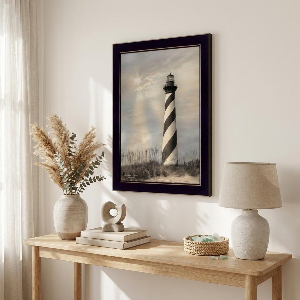 Cape Hatteras Lighthouse 1 Black Framed Print Wall Art