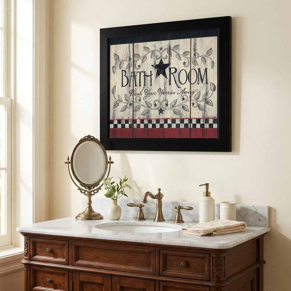 Bathroom 1 White Framed Print Bathroom Wall Art