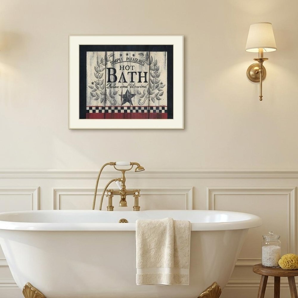 Hot Bath 11 White Framed Print Bathroom Wall Art