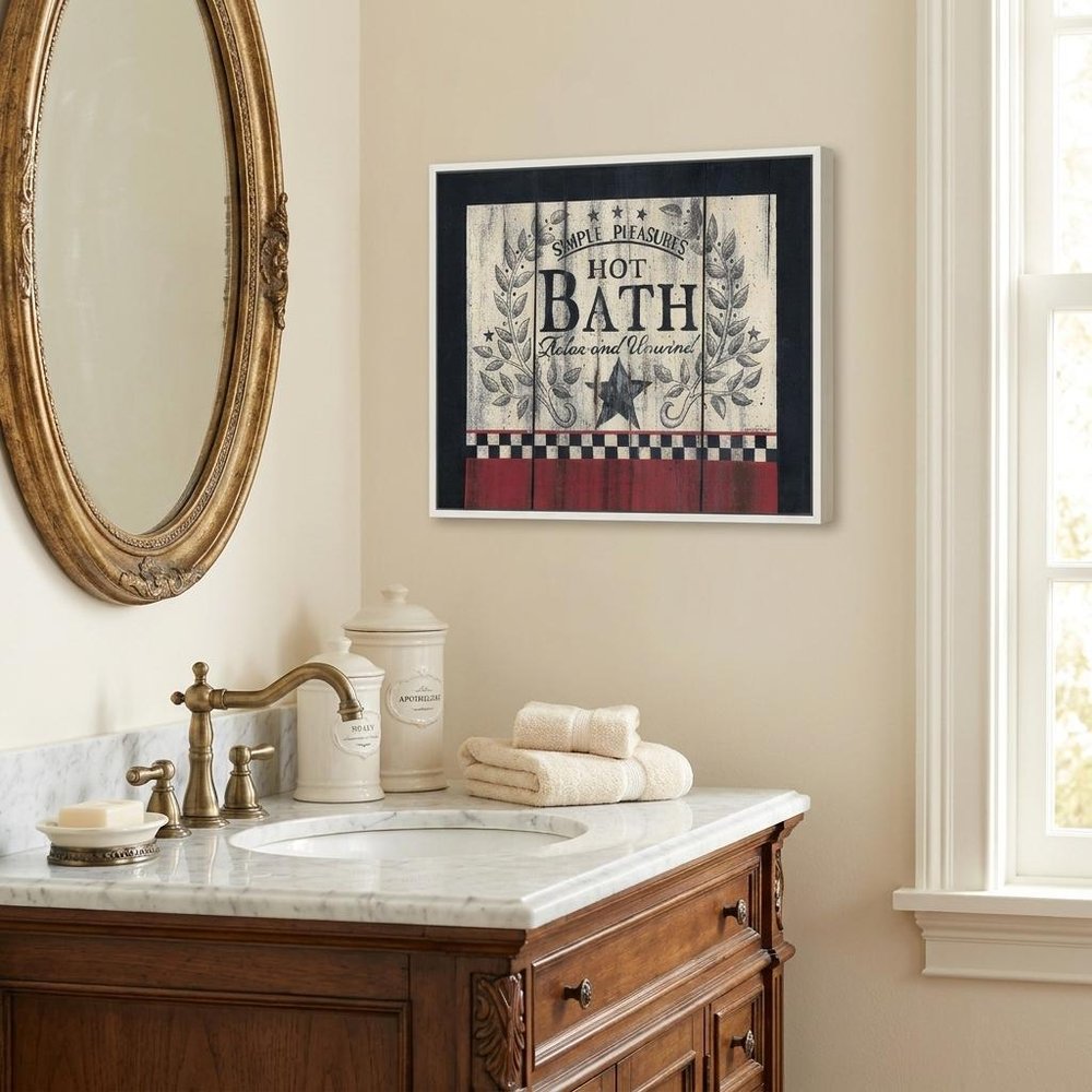 Hot Bath 1 White Framed Print Bathroom Wall Art