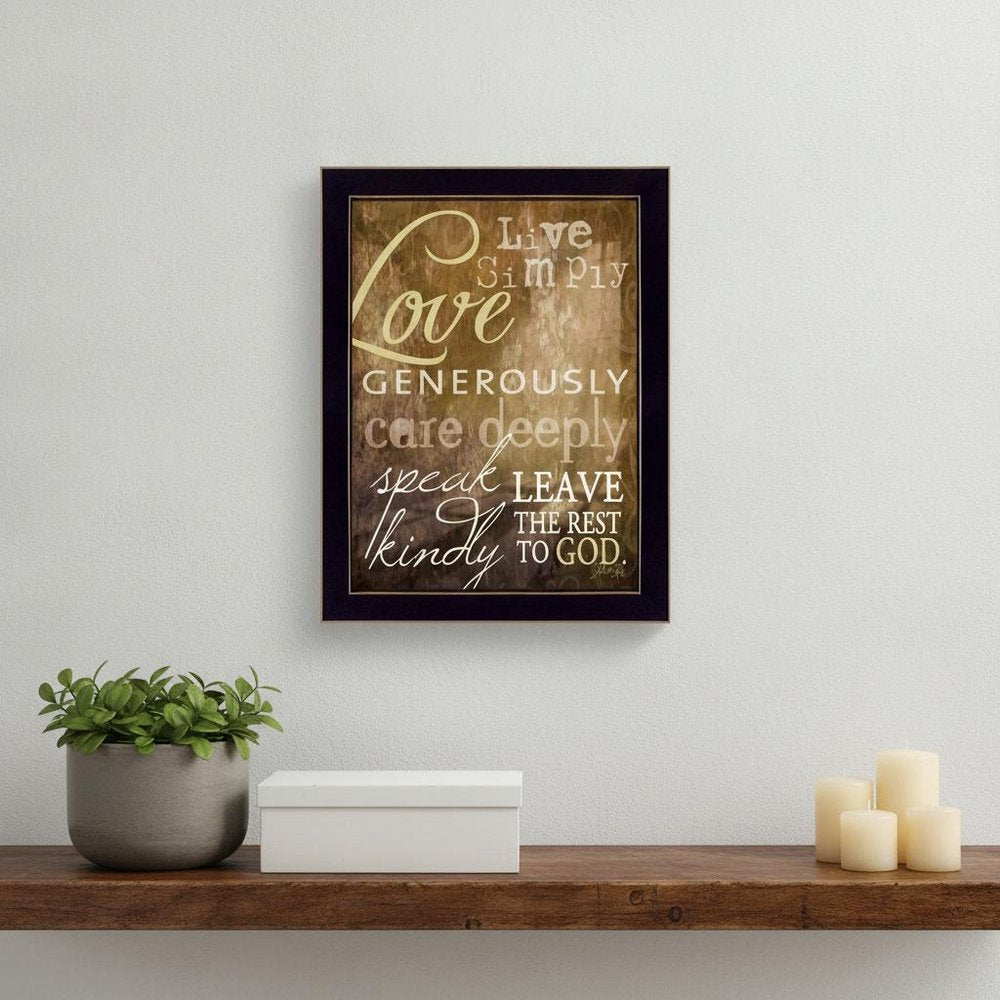 Live Simply 1 Black Framed Print Wall Art