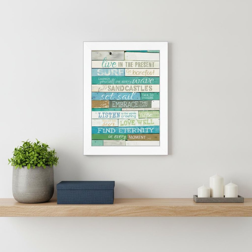 Live in the Present 2 White Framed Print Wall Art