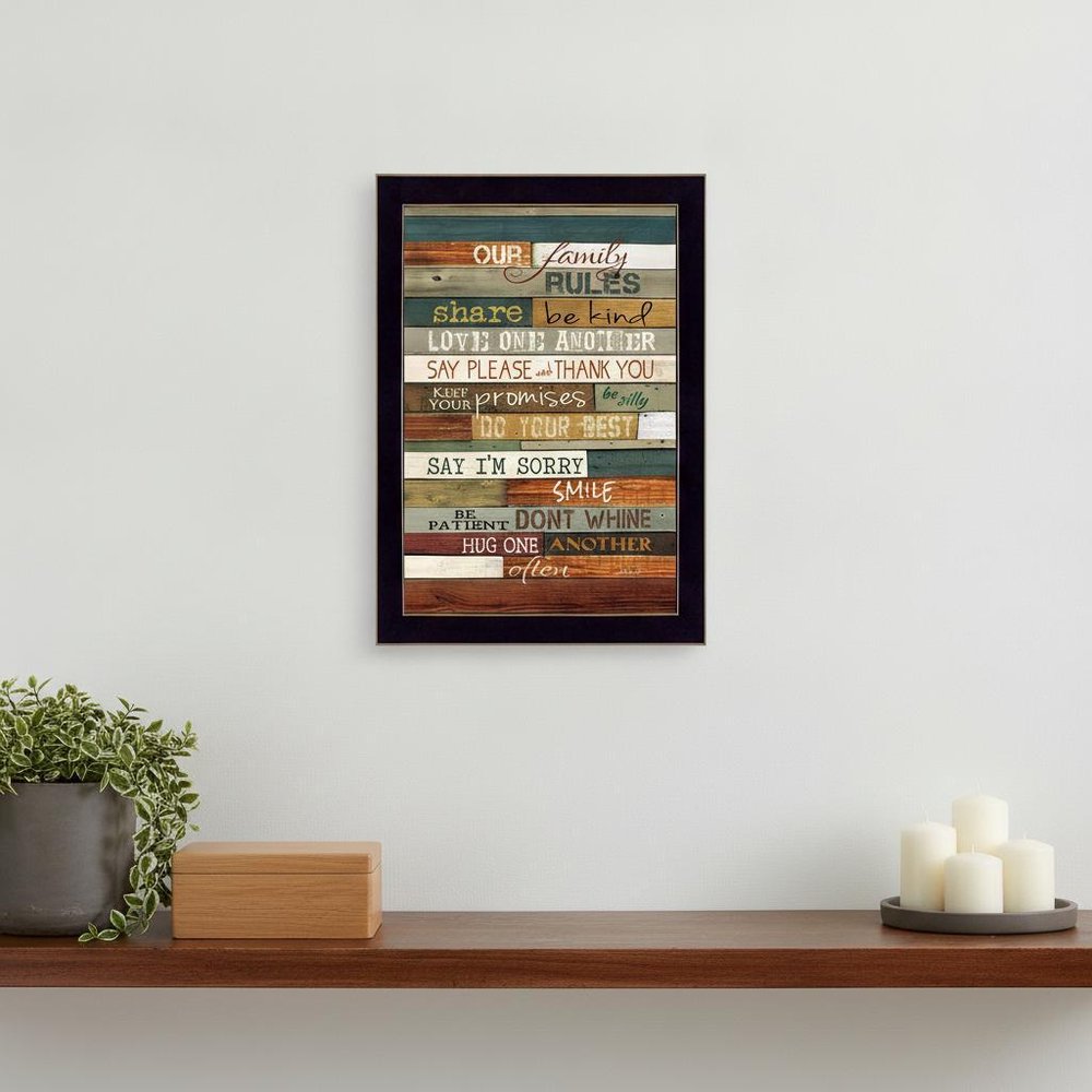 Our Family Rules 1 Black Framed Print Wall Art