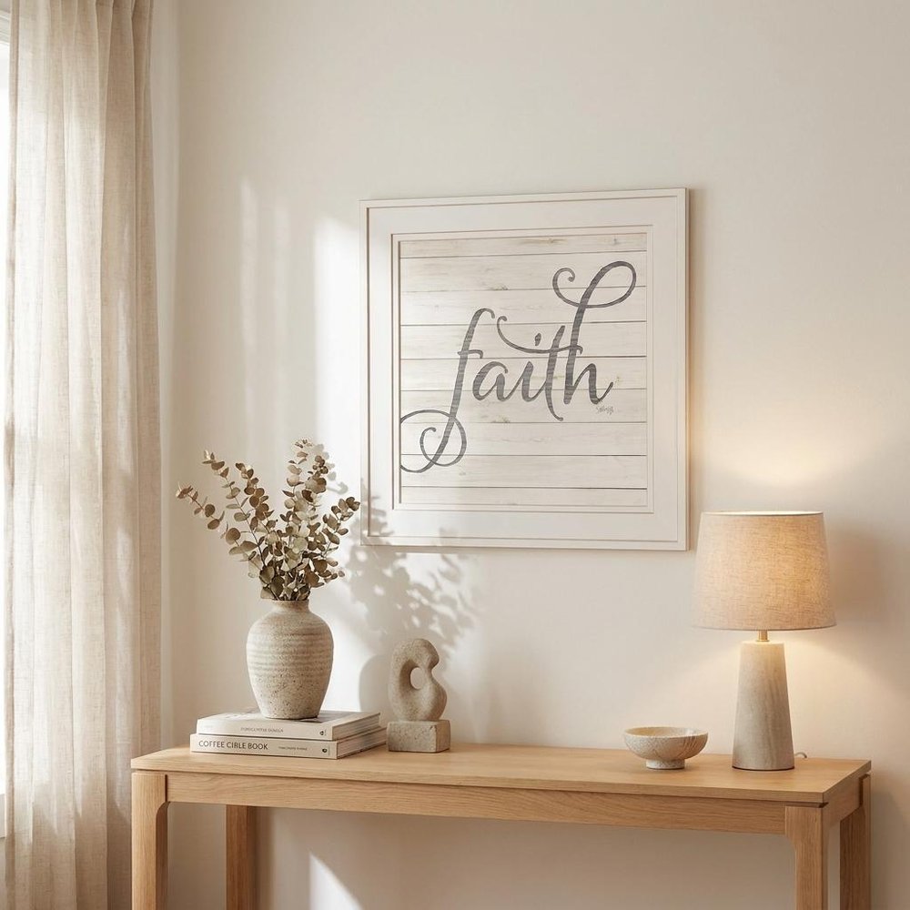 Simple Words Faith 1 White Framed Print Wall Art