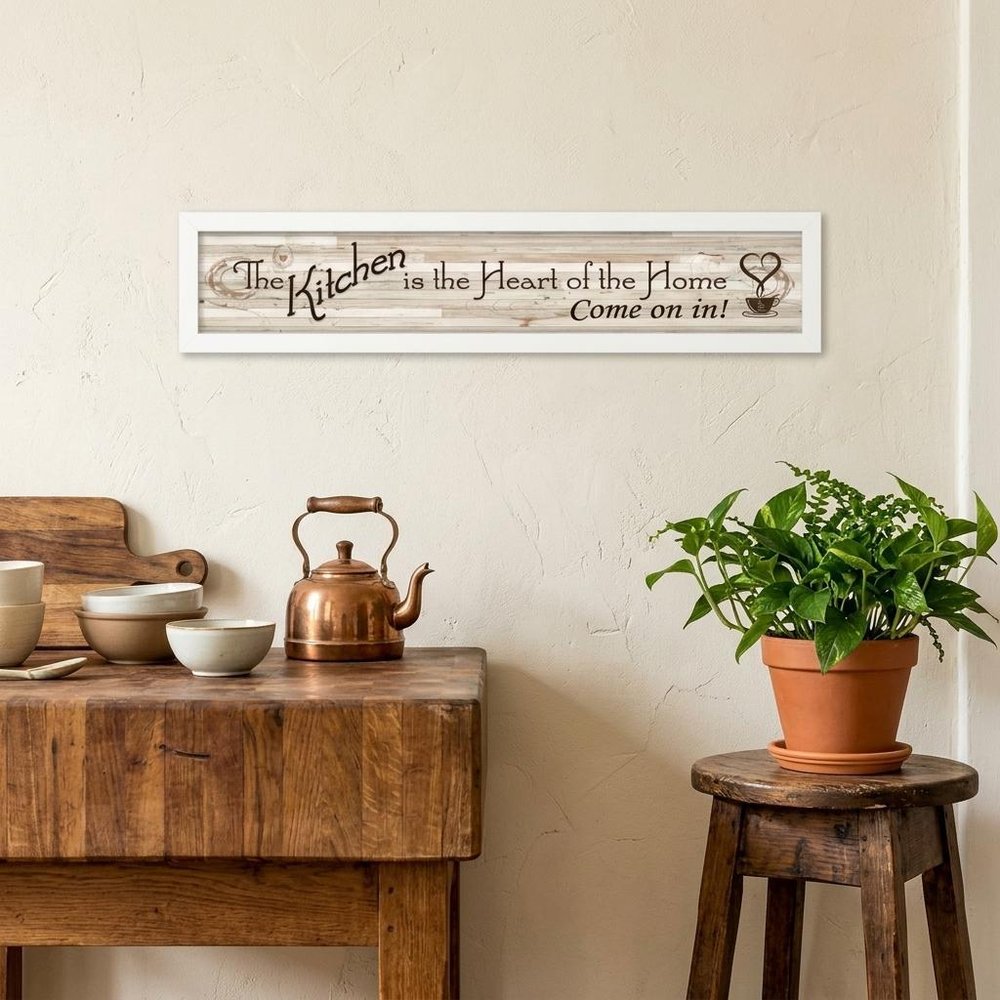 Kitchen Is The Heart of The Home White Framed Print Kitchen Wall Art