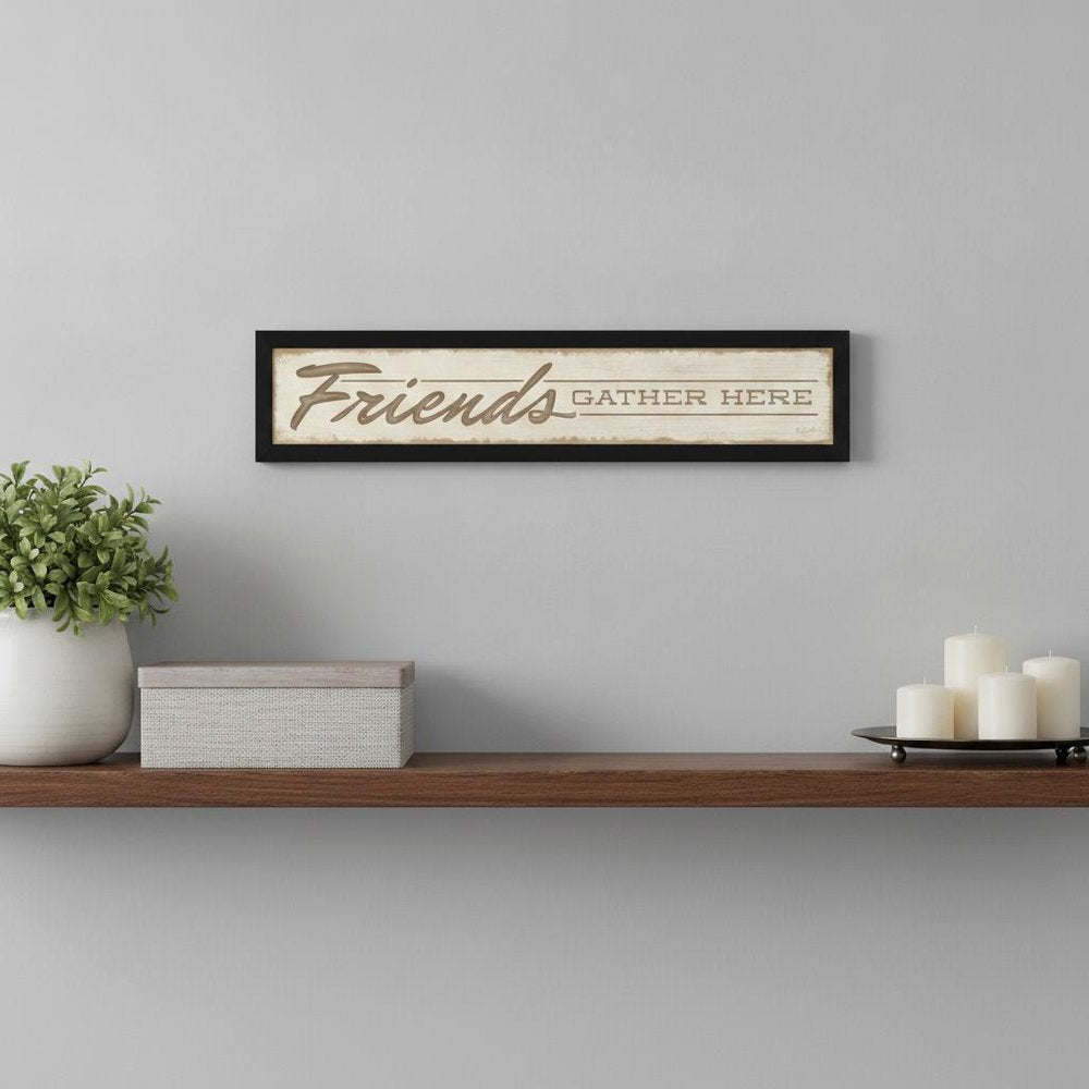 Friend a Gather Here 1 Black Framed Print Wall Art