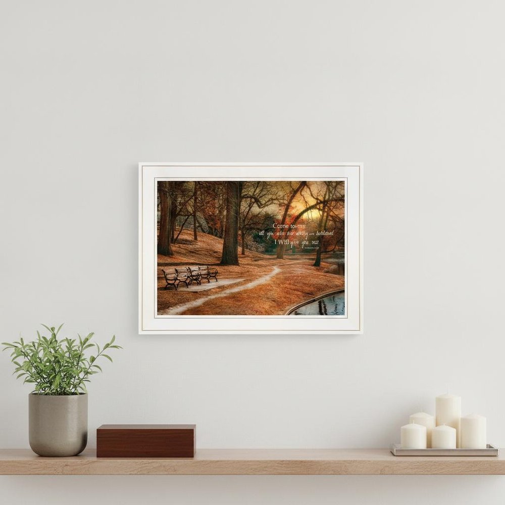 I Will Give You Rest 1 White Framed Print Wall Art
