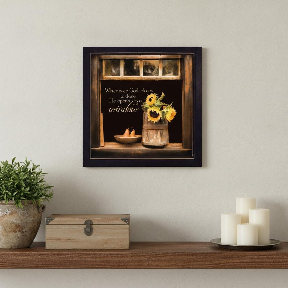 God Opens Windows Black Framed Print Wall Art