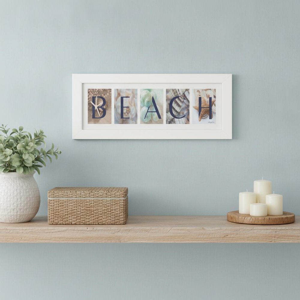 Beach 4 White Framed Print Wall Art