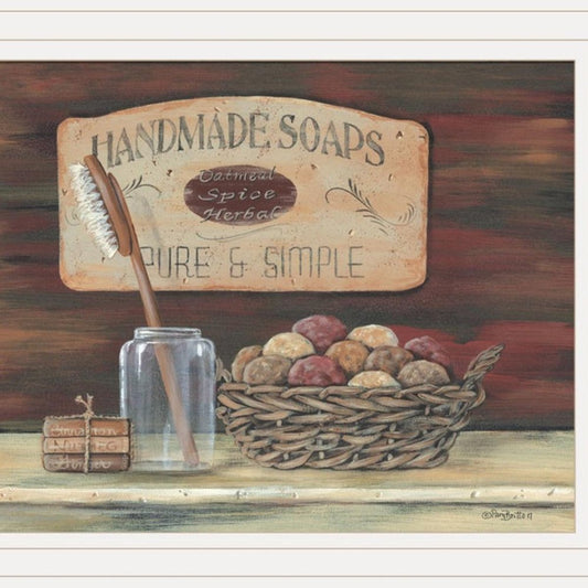 Set Of Four Country Bathroom White Framed Print Bathroom Wall Art