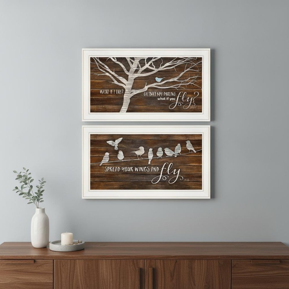 Set Of Two Spread Your Wings 1 White Framed Print Wall Art