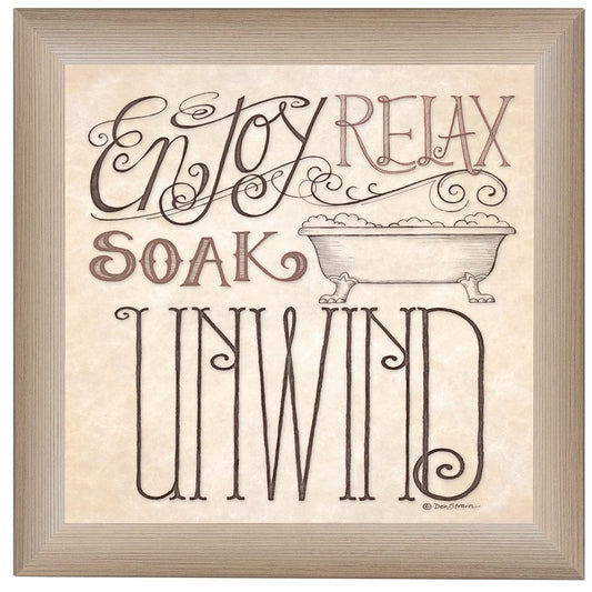 Soak and Relax 1 Brown Framed Print Bathroom Wall Art