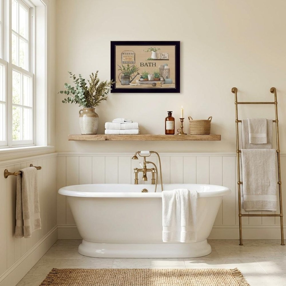 Farmhouse Bath Black Framed Print Bathroom Wall Art