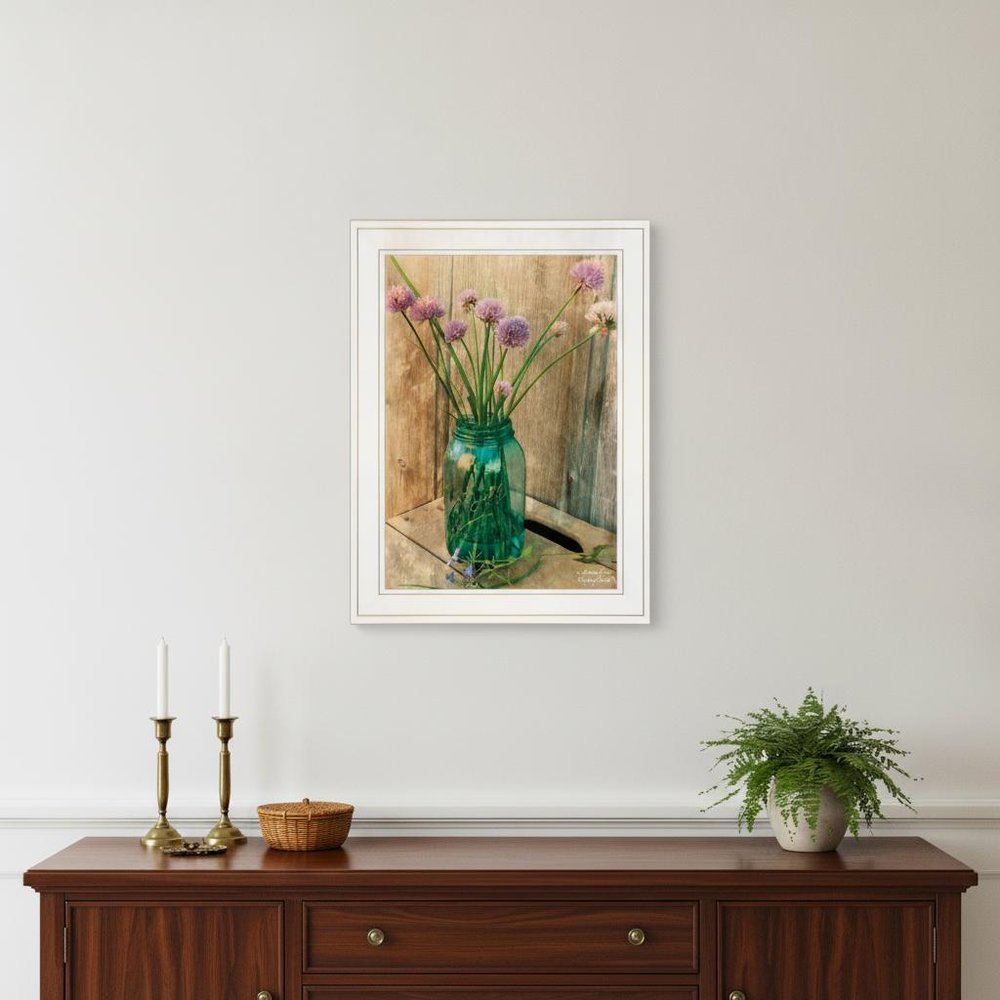 Country Chives 1 White Framed Print Wall Art