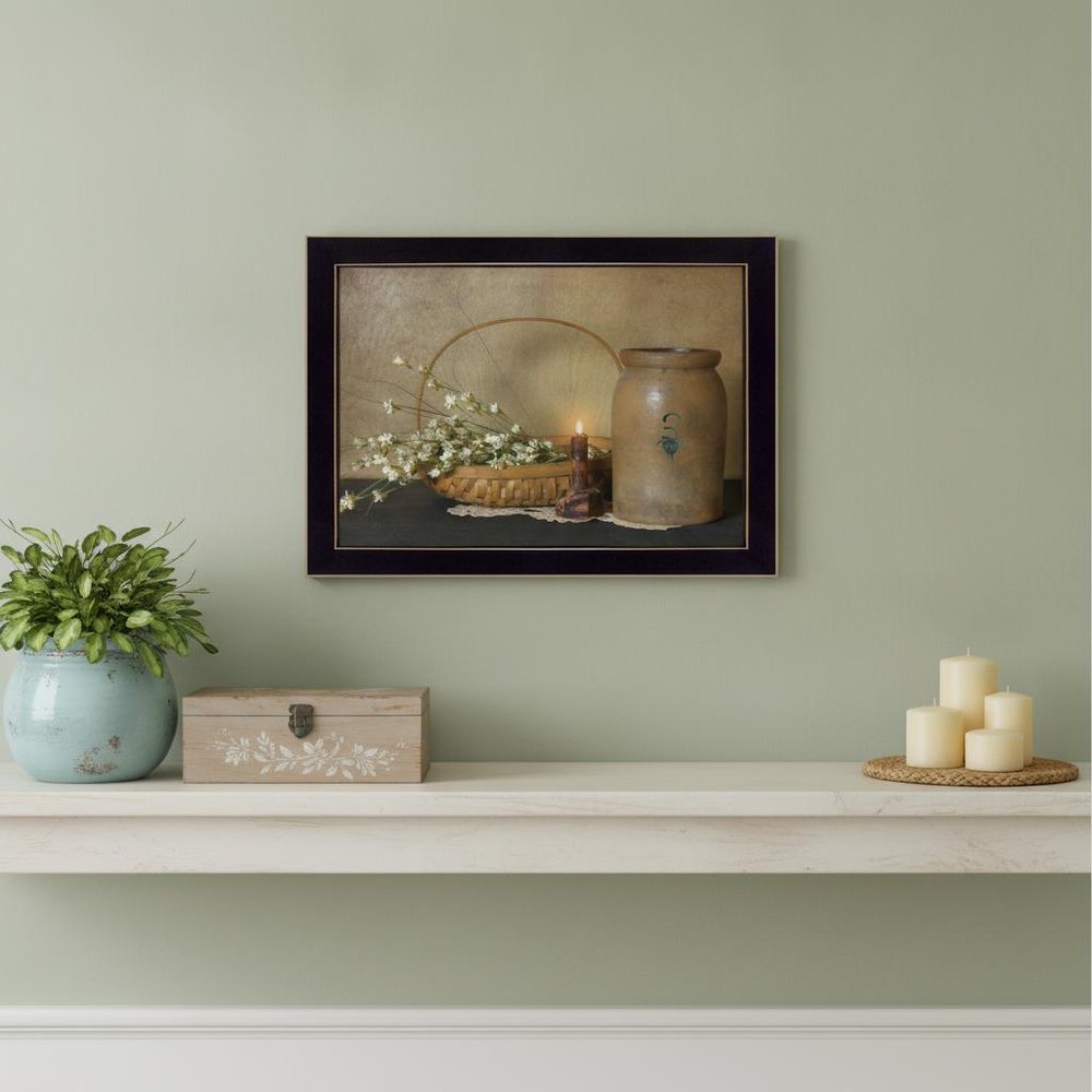 Basket of Flowers 3 Black Framed Print Wall Art
