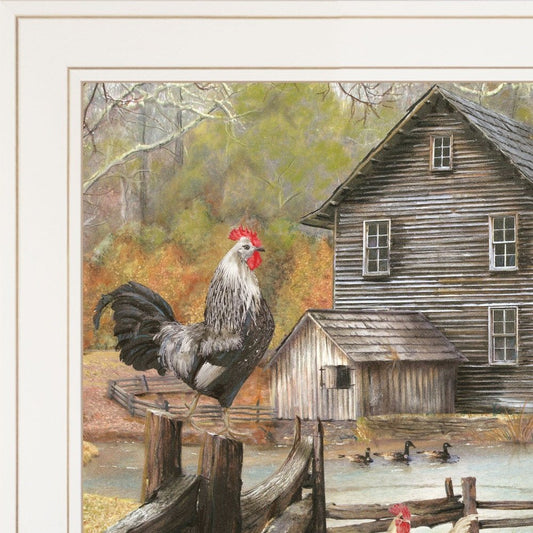 Down on the Farm I White Framed Print Wall Art