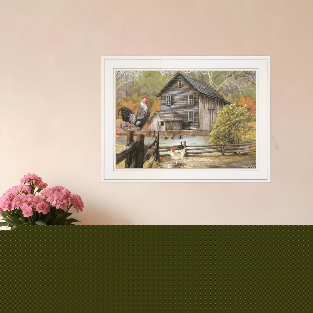 Down on the Farm I White Framed Print Wall Art