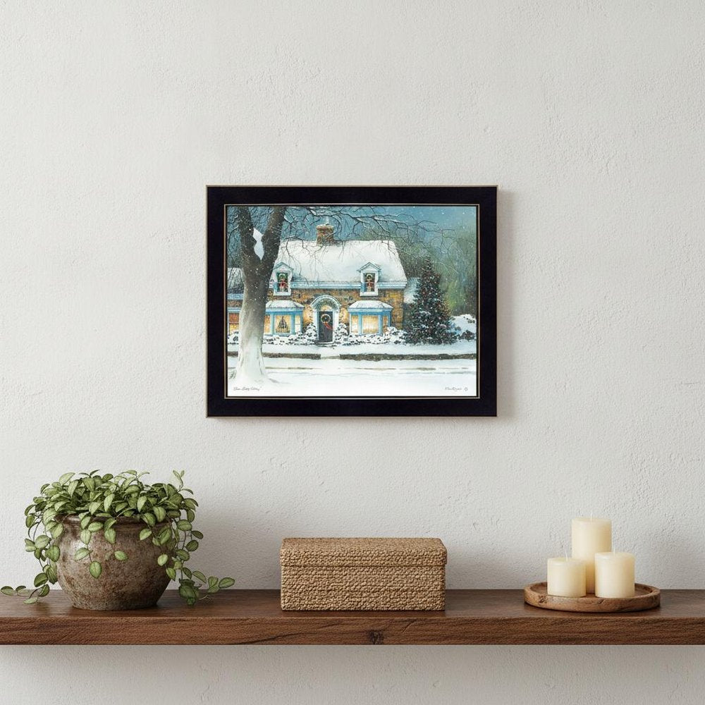 Snow Softly Falling 2 Black Framed Print Wall Art