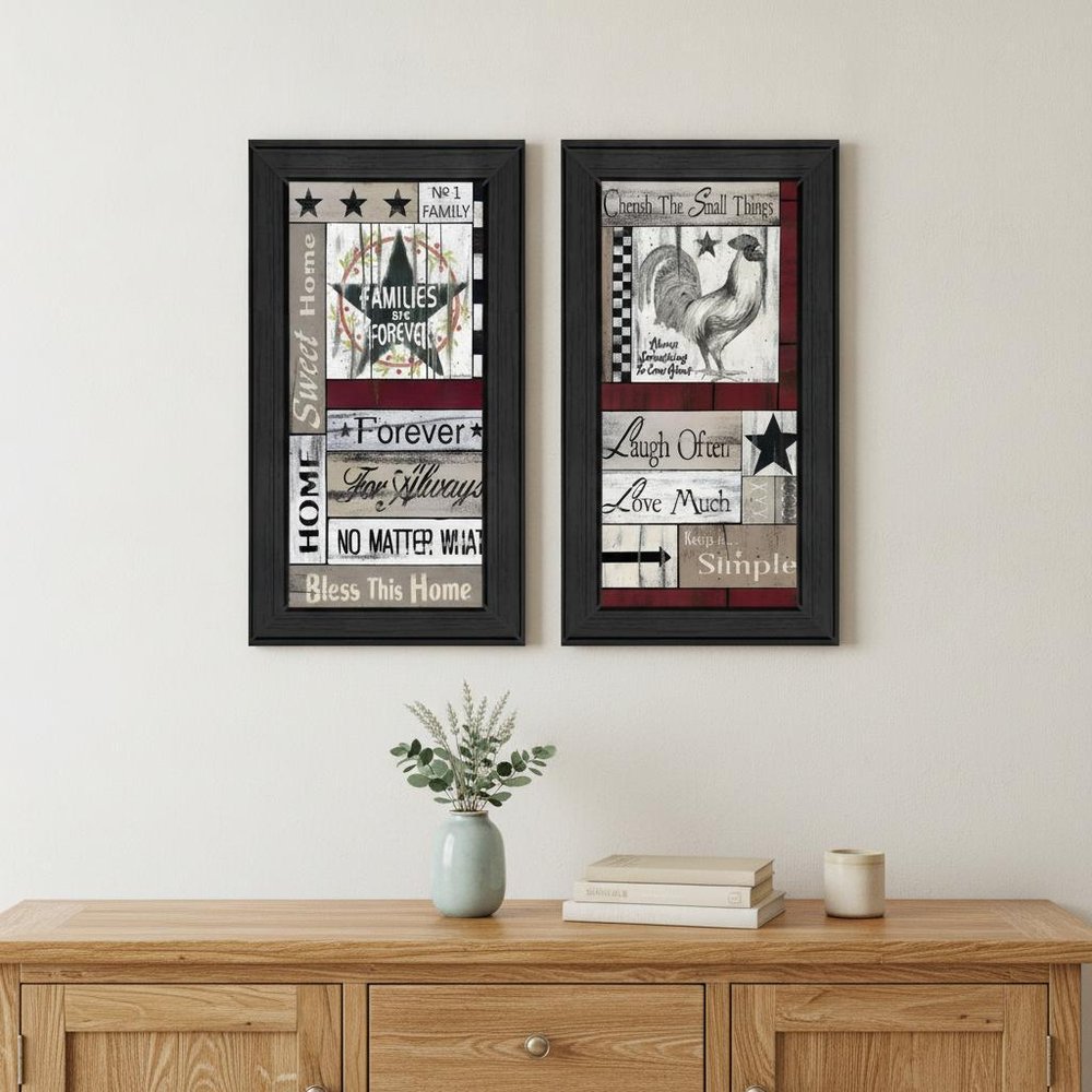 Set Of Two Family Wisdom Black Framed Print Wall Art