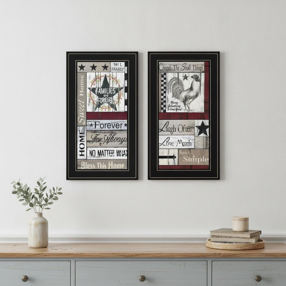 Set Of Two Family Wisdom Black Framed Print Wall Art