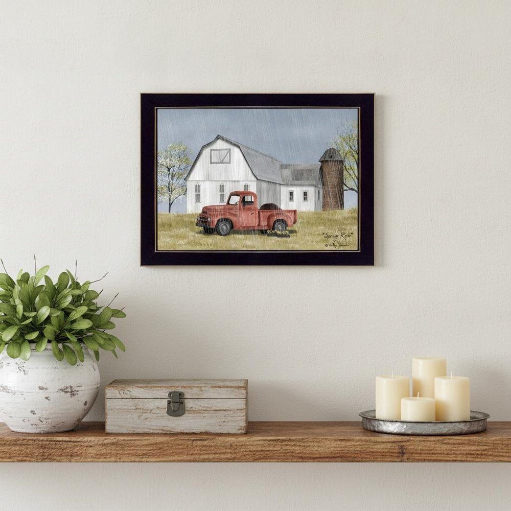 Spring Rain 1 Black Framed Print Wall Art