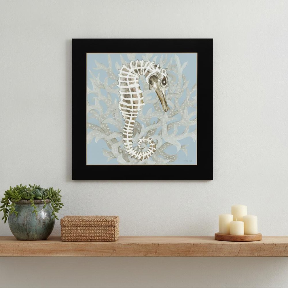 Coral Seahorse I 1 Black Framed Print Wall Art