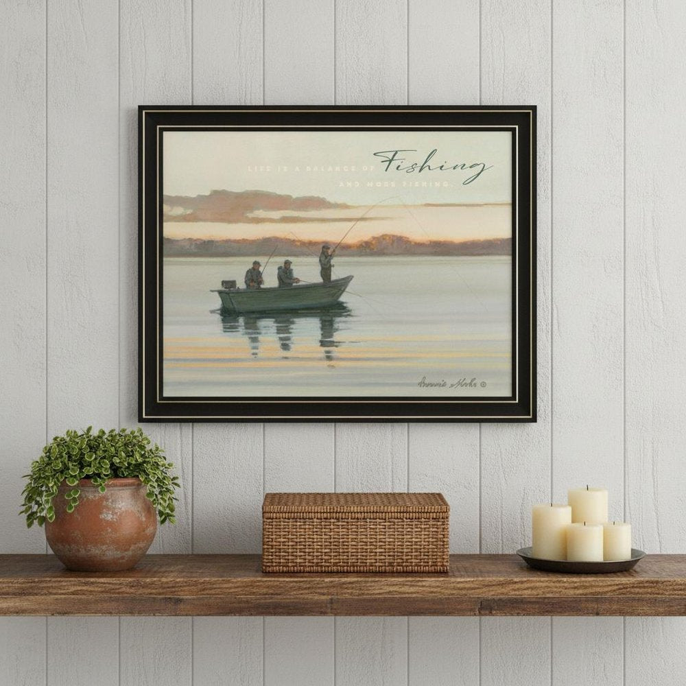 Fishing 1 Black Framed Print Wall Art