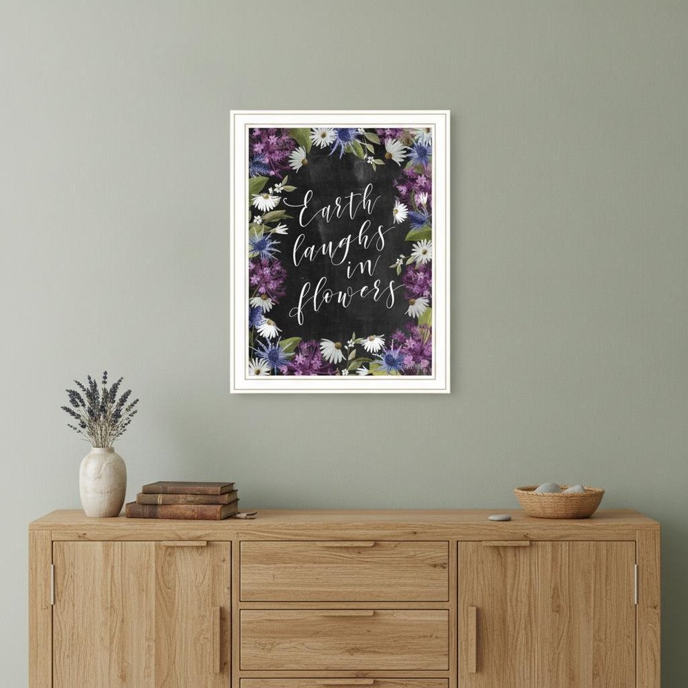 Earth Laughs in Flowers 2 White Framed Print Wall Art