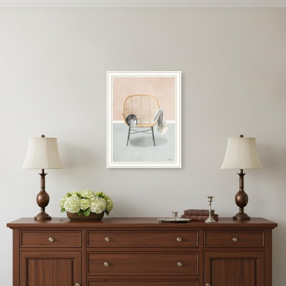 Happy Cat 2 White Framed Print Wall Art