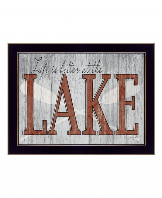 Life is Better at the Lake 3 Black Framed Print Wall Art