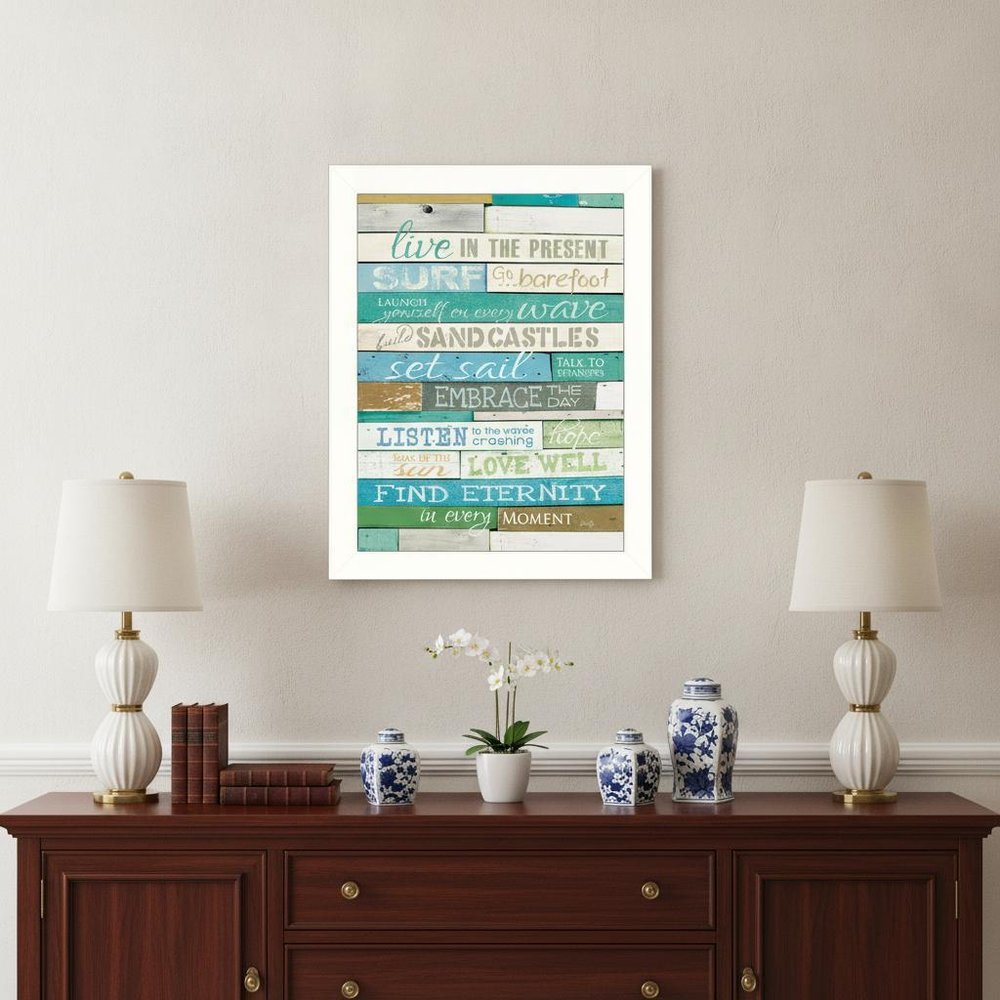 Live in the Present 4 White Framed Print Wall Art