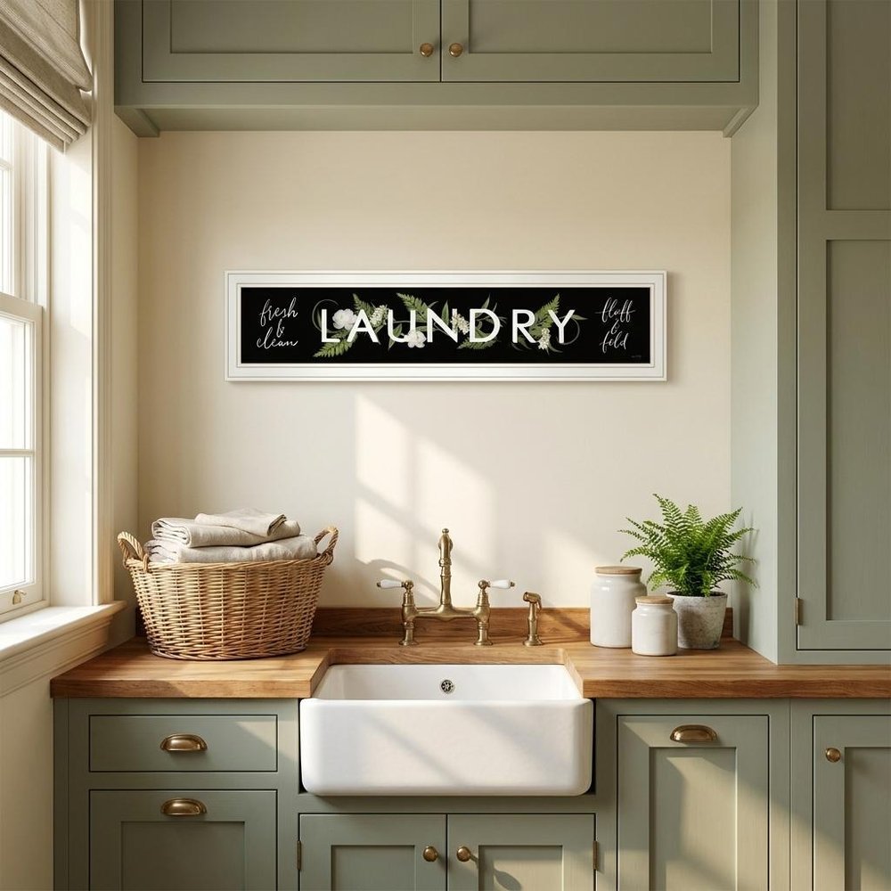Laundry Fresh and Clean 2 White Framed Print Bathroom Wall Art