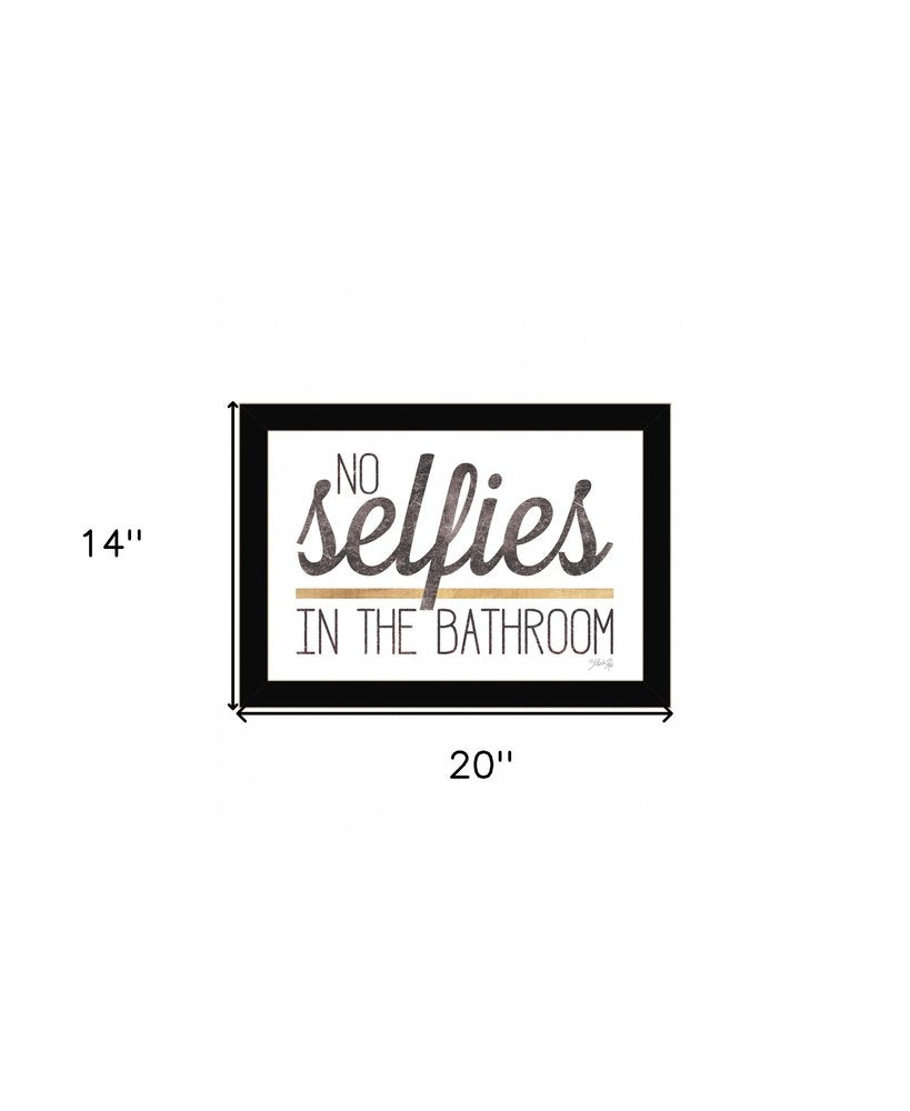 No Selfies in the Bathroom 4 Black Framed Print Bathroom Wall Art