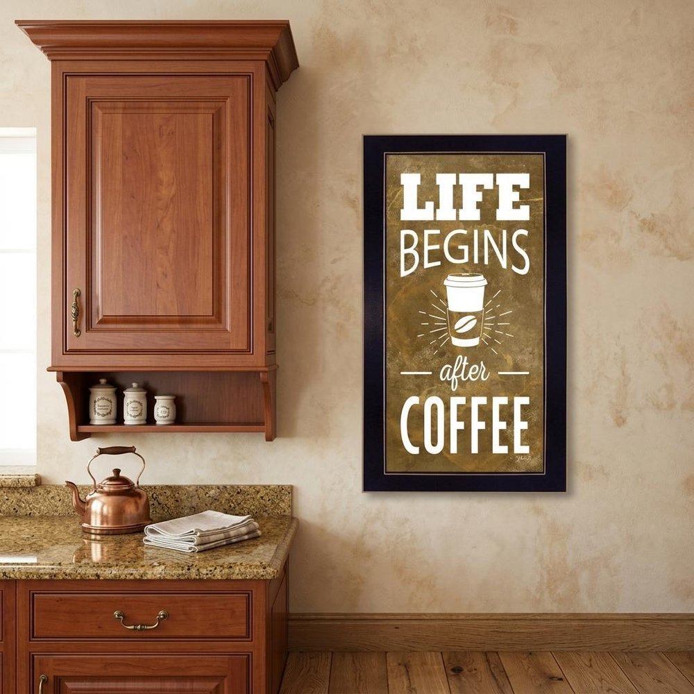Life Begins after Coffee 1 Black Framed Print Wall Art