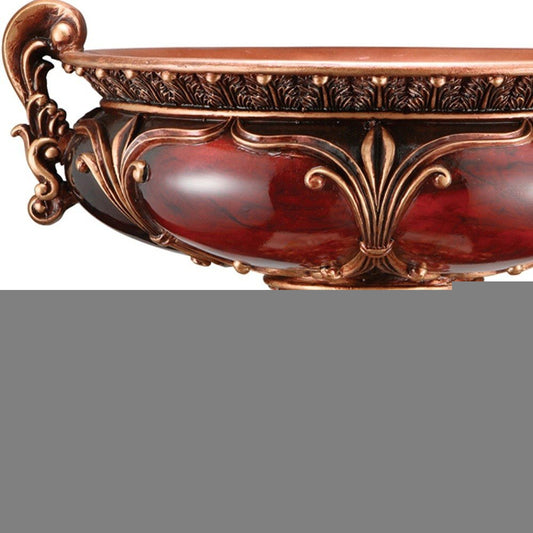 10" Brown And Gold Polyresin Decorative Bowl