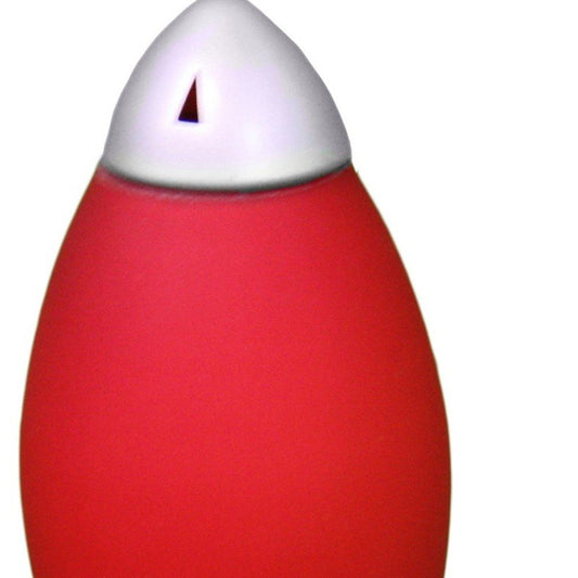 11" Red And Silver Acrylic And Metal Rocket Shaped Bedside Lamp