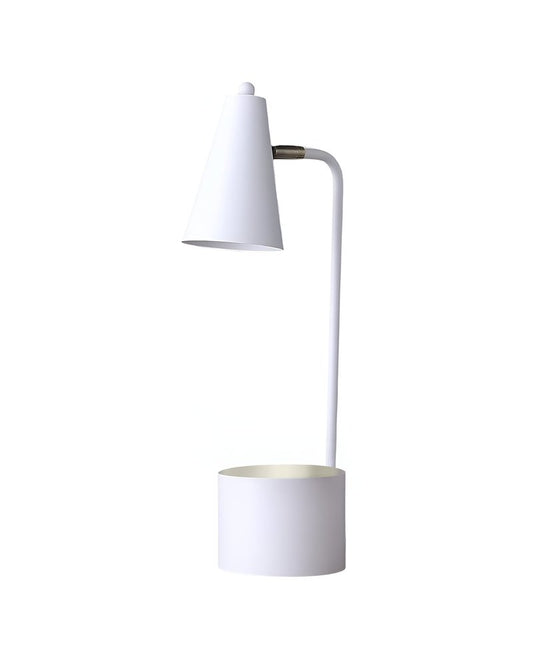 20" Compact White Metal Desk Lamp