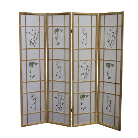70" Natural Heavy Duty Rice Paper Folding Four Panel Screen Room Divider