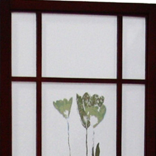 70" Brown Heavy Duty Rice Paper Folding Four Panel Screen Room Divider