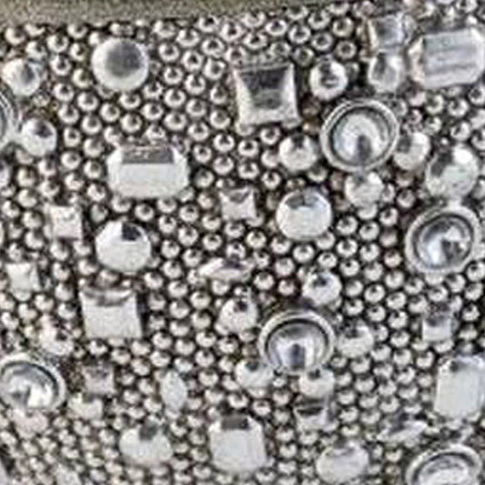 9" Silver Resin Jewelry Box With Gemstones and Crystals
