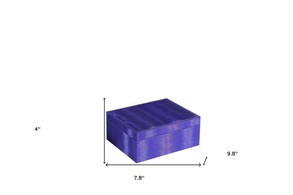 10" Azure Faux Leather Six Section Mirrored Jewelry Box