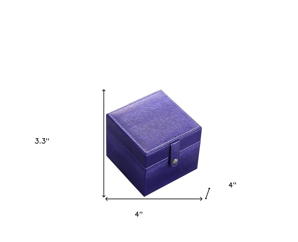 4" Azure Faux Leather Five Section Jewelry Box Travel Case With Mirror