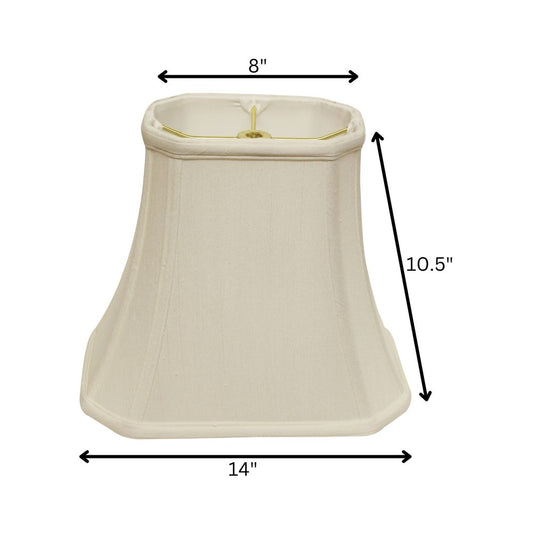14" White Slanted Rectange Bell Monay Shantung Lampshade